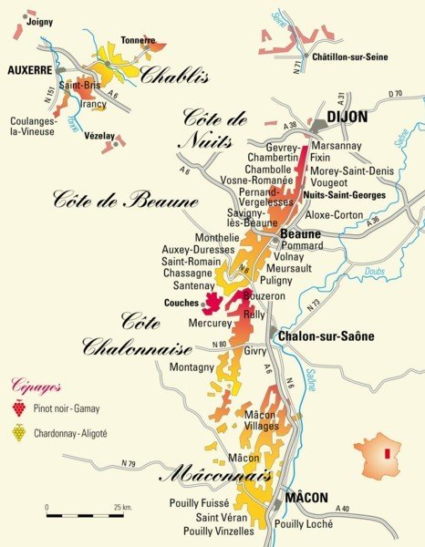 Corporation spoelen Missie Bourgogne kaart - wijnenwereld.nl - online wijn kopen